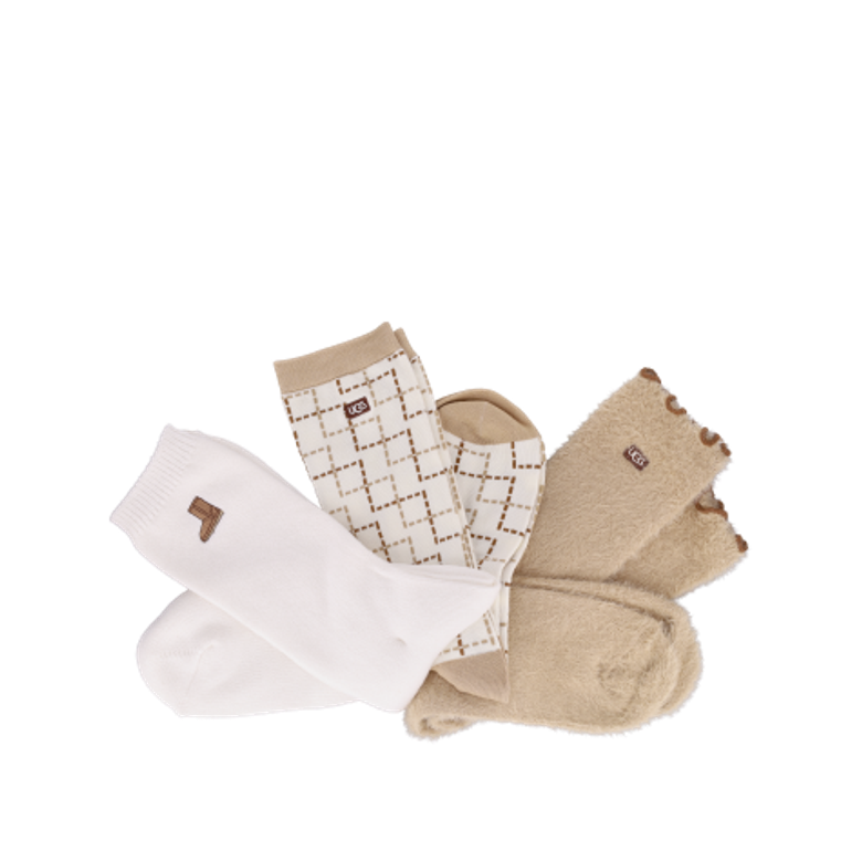 UGG 1181414-CCBT UGG CLASSIC CREW 3 PACK in braun