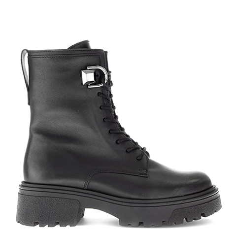 Panama Jack Frisia Combat Stivali Donna – Nero, Pelle Idrorepellente, Fodera Calda, Suola Gomma Naturale, Made In Spain (37 EU)