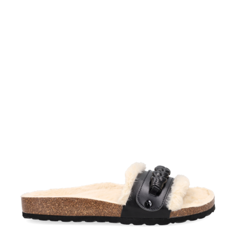 Hey Marly HM10-0031 CASUAL CORK FUR Sandaletten in schwarz