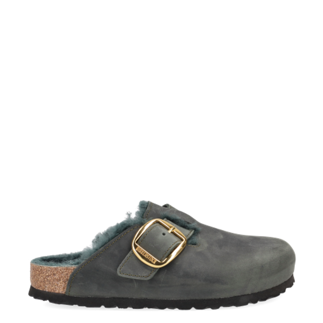 Birkenstock 1028061 BOSTON BIG BUCKLE SHEARLING OILED LEATHER Hausschuhe in grün