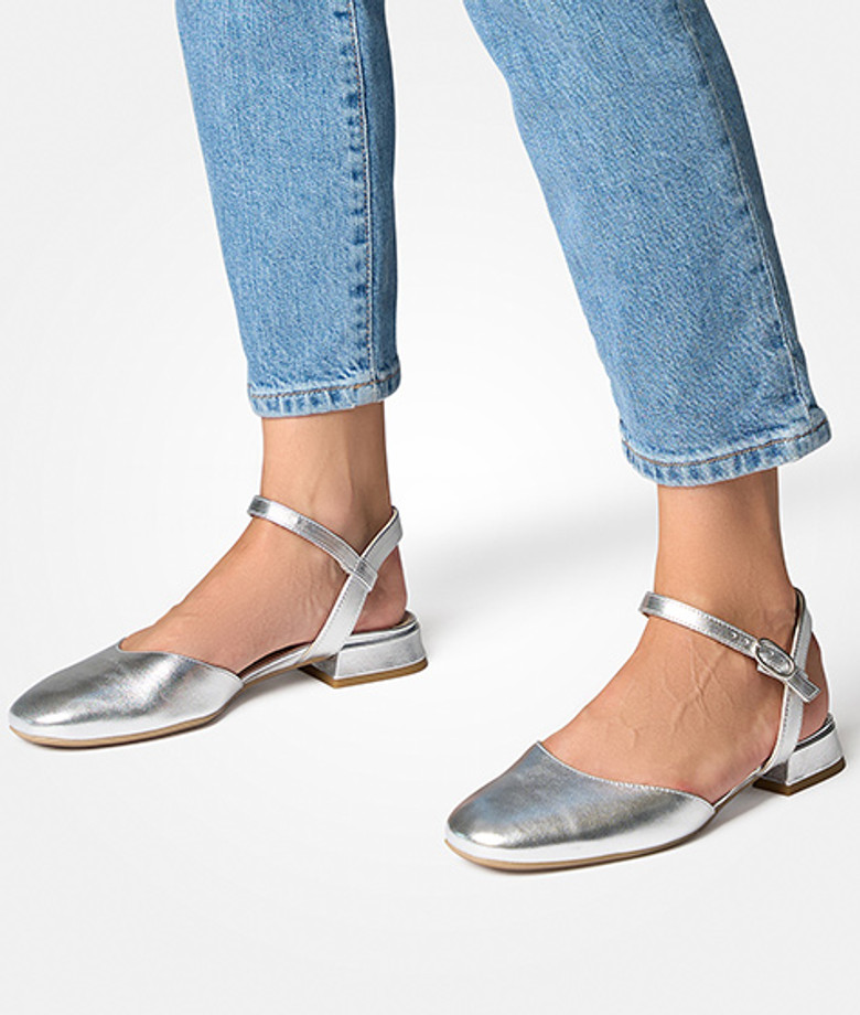 Paul Green 3843-017 Peeptoes & Slingpumps in silber