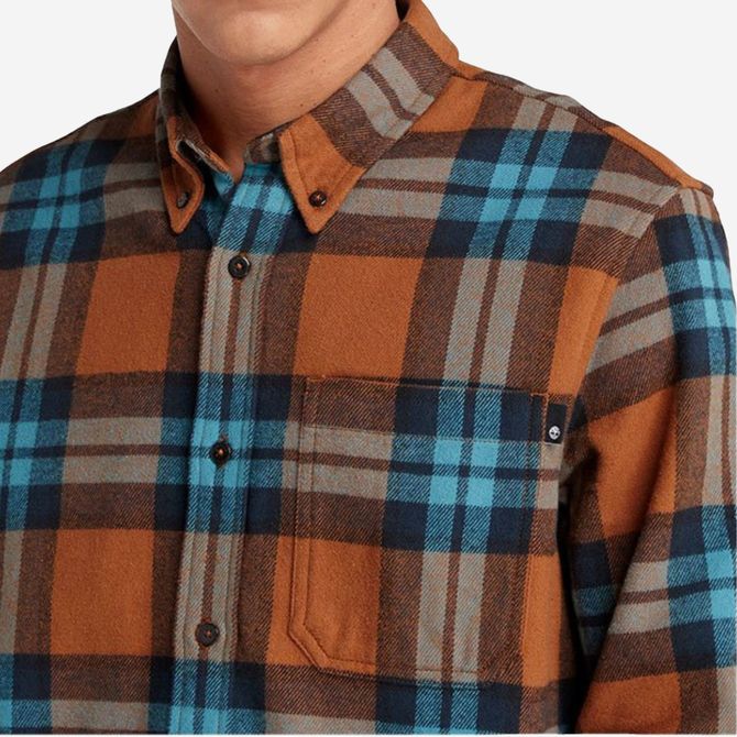 Timberland A6GKH LS Heavy Flannel Plaid A - Bunt/ Cognac/ Blau - Rückansicht