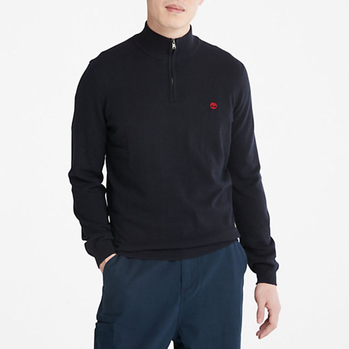 Timberland A2BF6 Merino 1/2 Zip Sweater D - Blau - Rückansicht