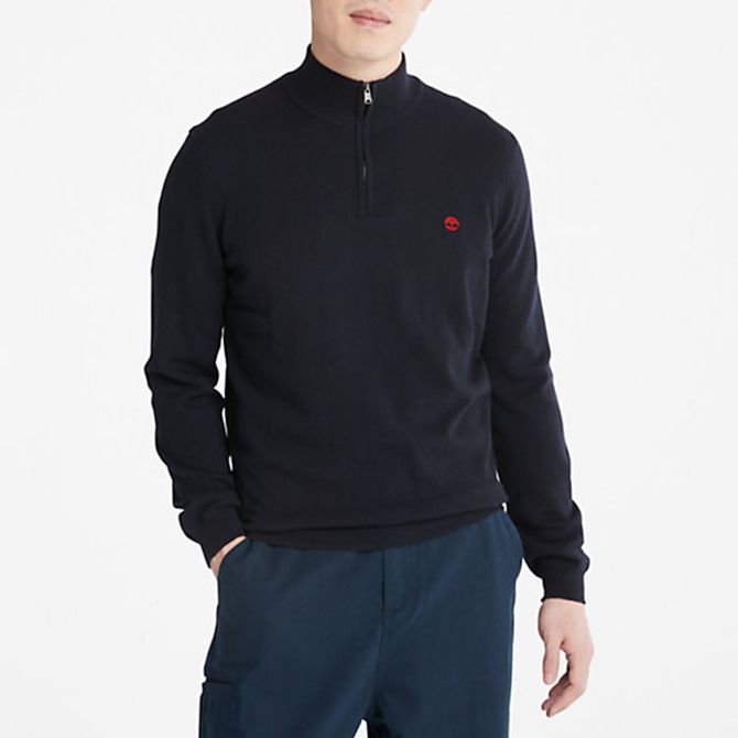 Timberland A2BF6 Merino 1/2 Zip Sweater D - Blau - Rückansicht