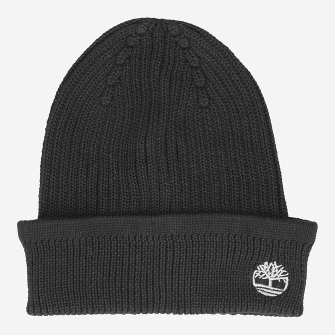 Timberland A2PX7 Solid Rib Beanie BLACK - Schwarz - Frontansicht