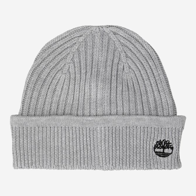 Timberland A2PX7 Solid Rib Beanie LIGHT G - Grau - Frontansicht