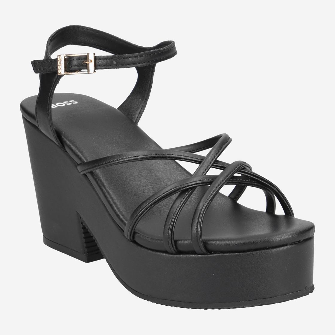 Boss CATE WEDGE SANDAL - Schwarz - Frontansicht