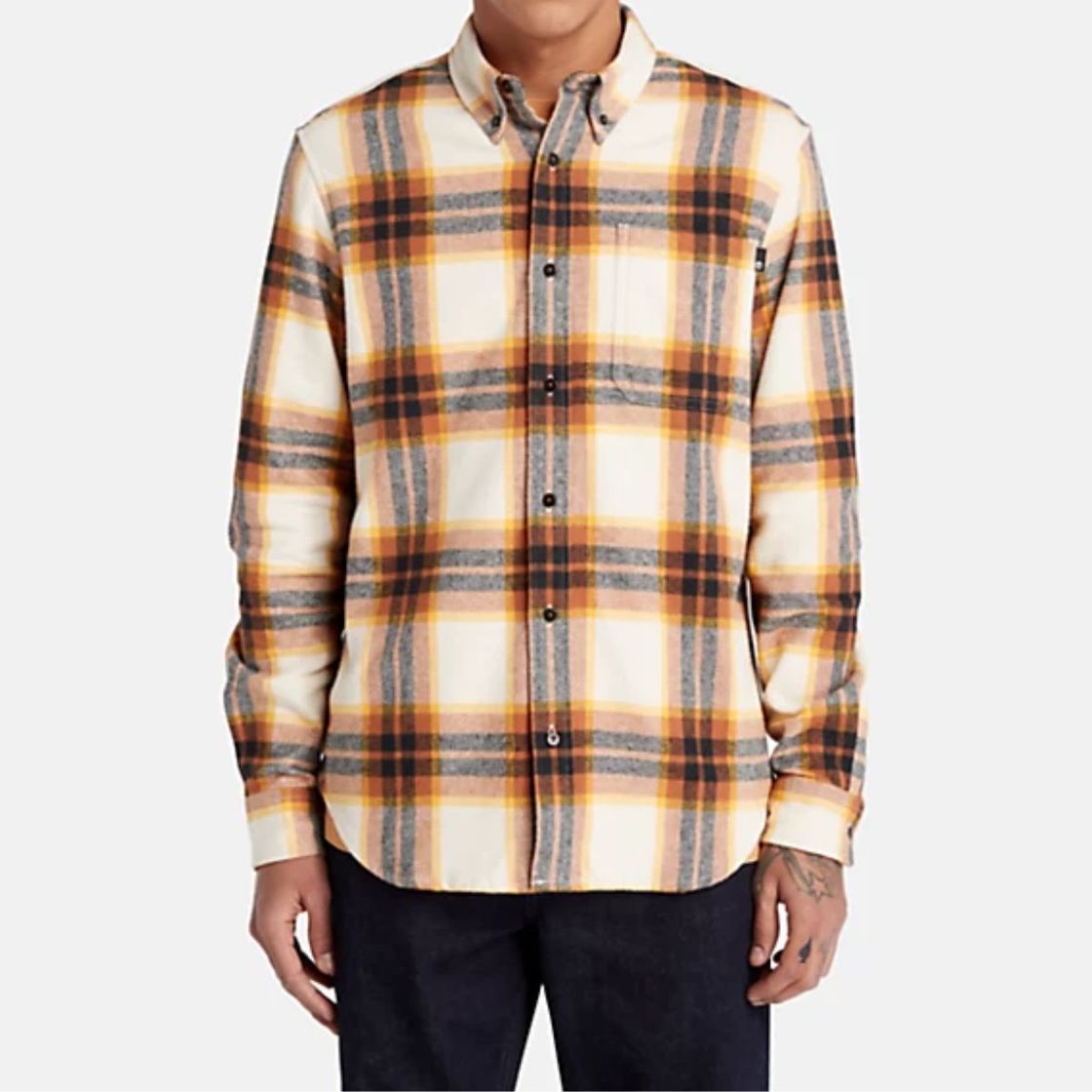 Timberland A6GKH LS Heavy Flannel Plaid W - Braun / Senfgelb - Frontansicht