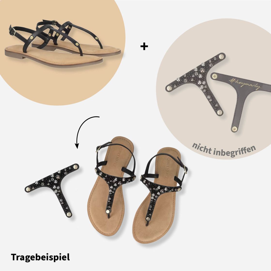 Hey Marley BASE SANDAL - Schwarz - Frontansicht