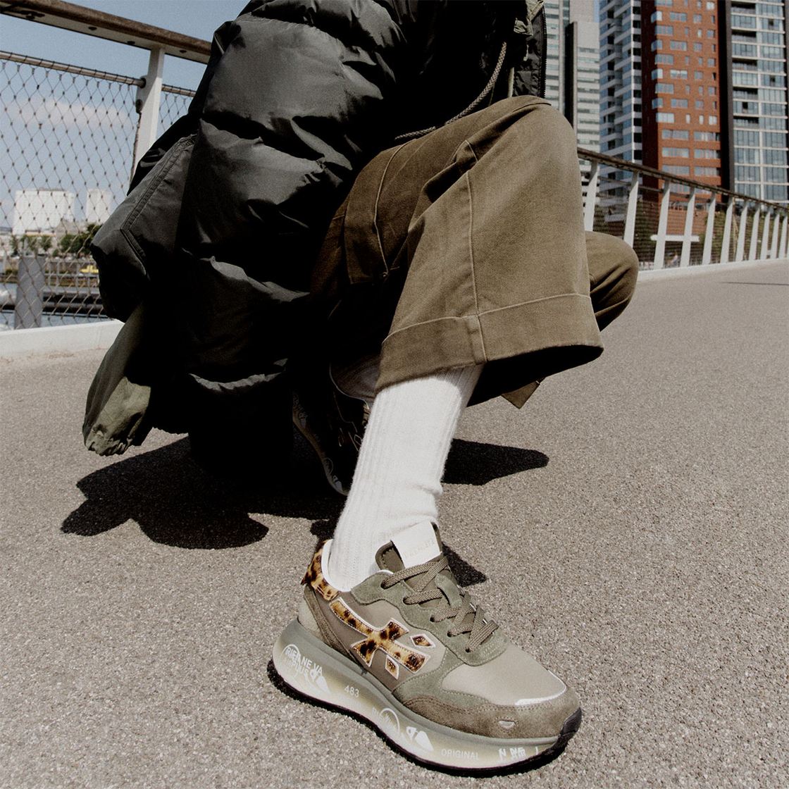 Premiata LAURYN - Grün / Leo-Look