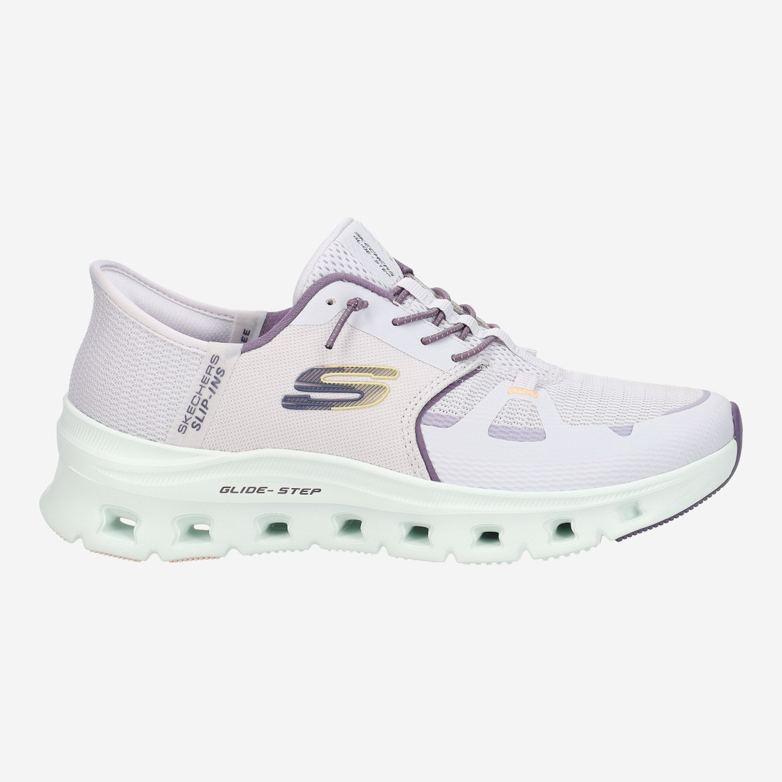 Skechers GLIDE STEP - Weiß /  Lila  - Rückansicht