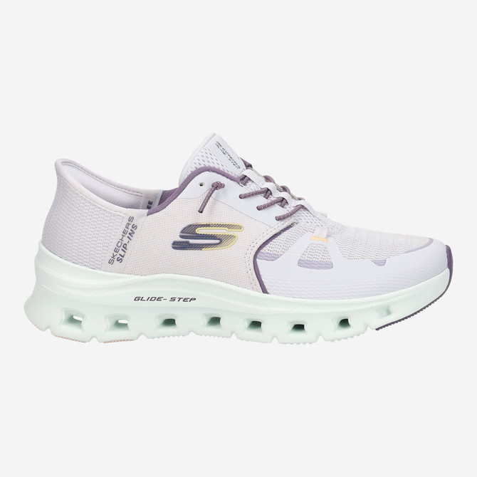 Skechers GLIDE STEP - Weiß /  Lila  - Rückansicht
