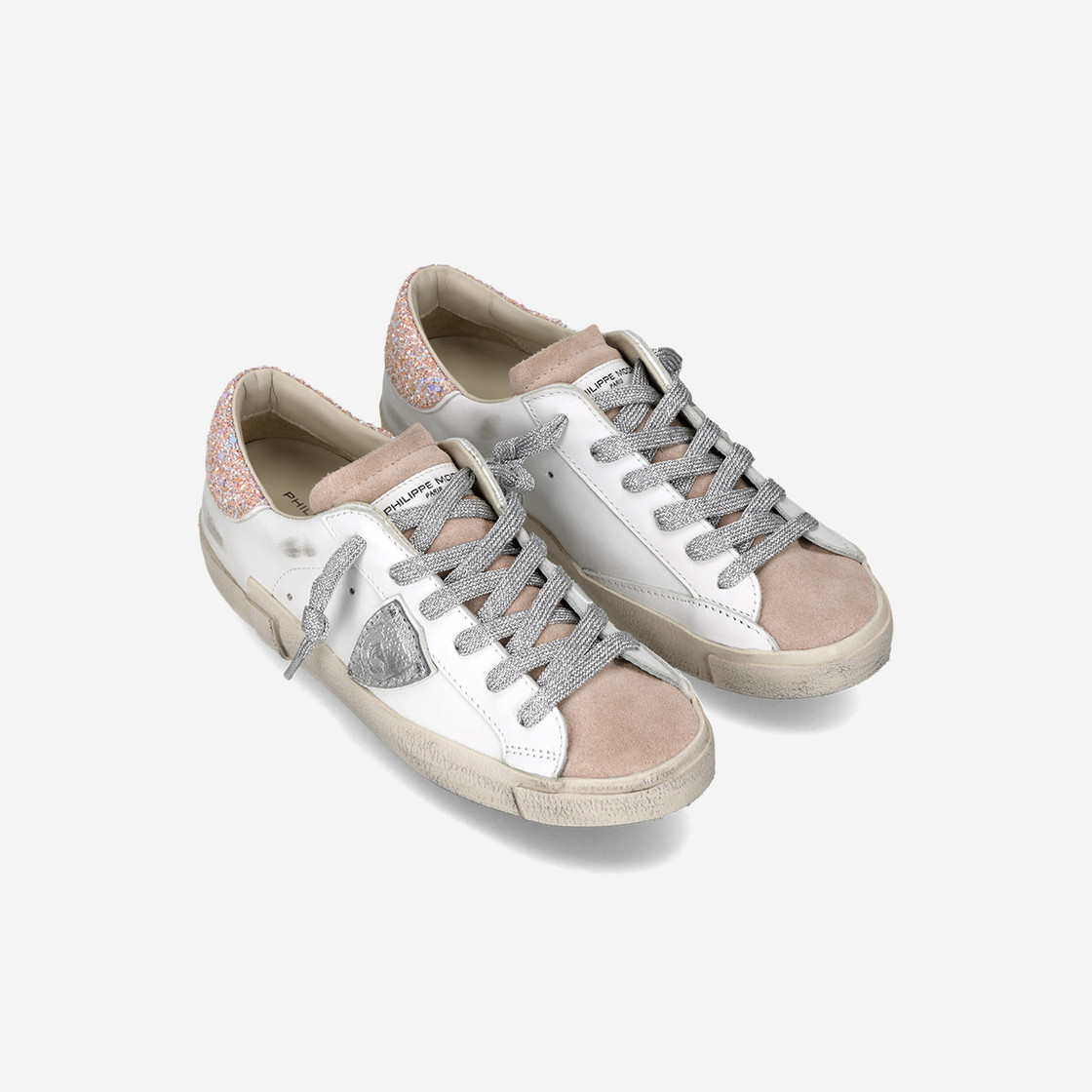 Philippe Model PRSX LOW - Vintage Weiß / Rosé / Silber - Seitenansicht
