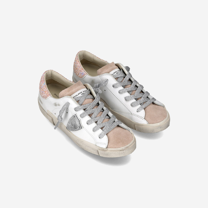 Philippe Model PRSX LOW - Vintage Weiß / Rosé / Silber - Seitenansicht