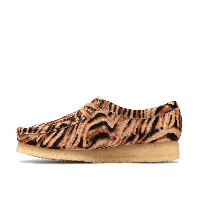 Clarks Wallabee - Beige, Tiger-Print - Draufsicht
