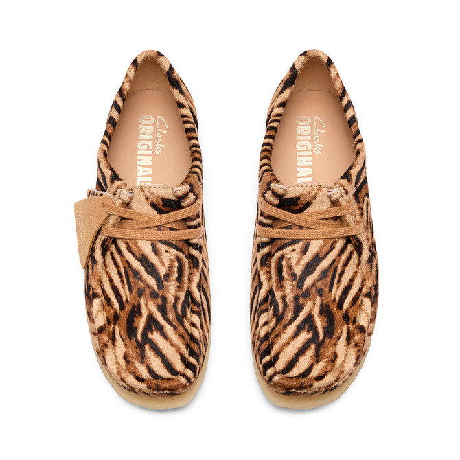 Clarks Wallabee - Beige, Tiger-Print - Sohle