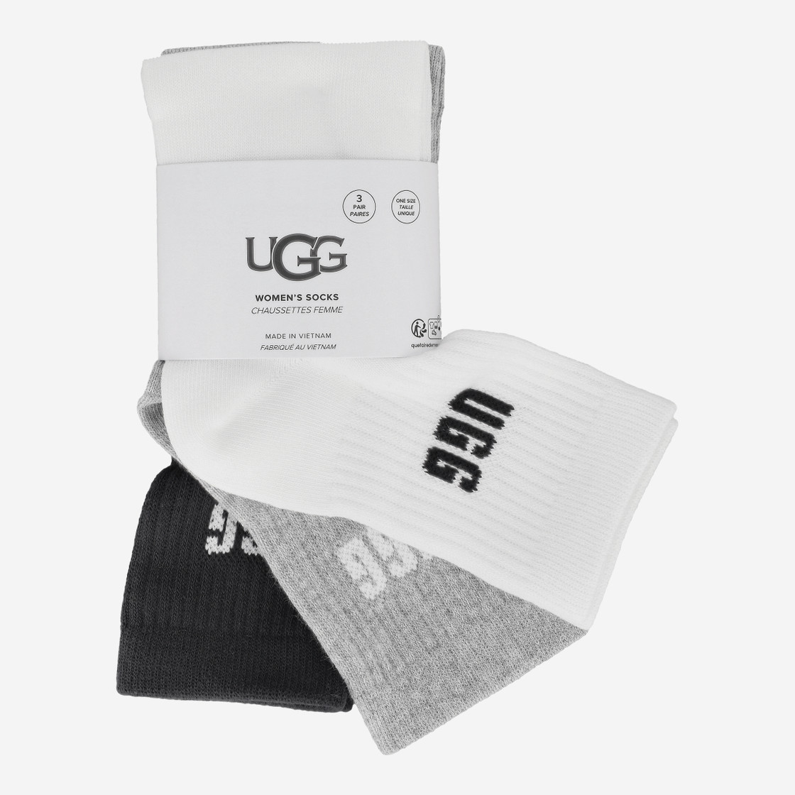 UGG australia QUINLIN LOGO QUARTER 3 PACK - Weiß,kombiniert - Frontansicht