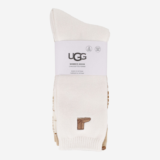 UGG australia UGG CLASSIC CREW 3 PACK - Weiß / Beige/ Braun - Frontansicht